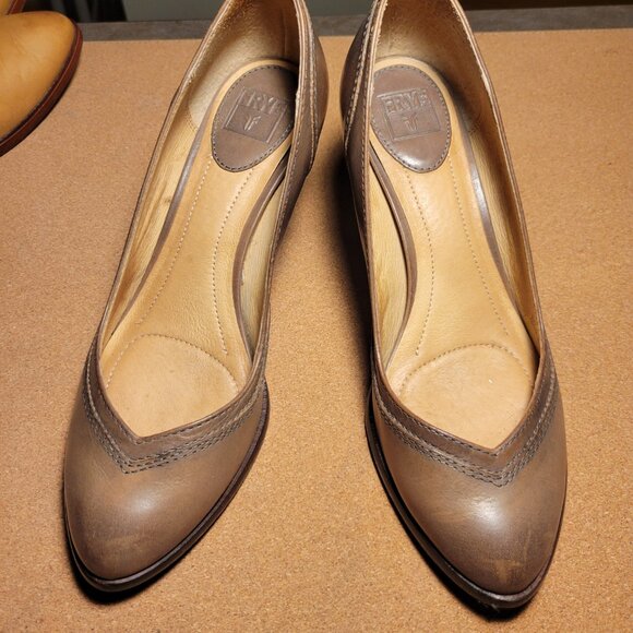 s-l400.jpg Frye Leather Gray Leather Heels Size 6